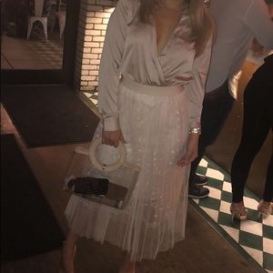 Lace mid length skirt